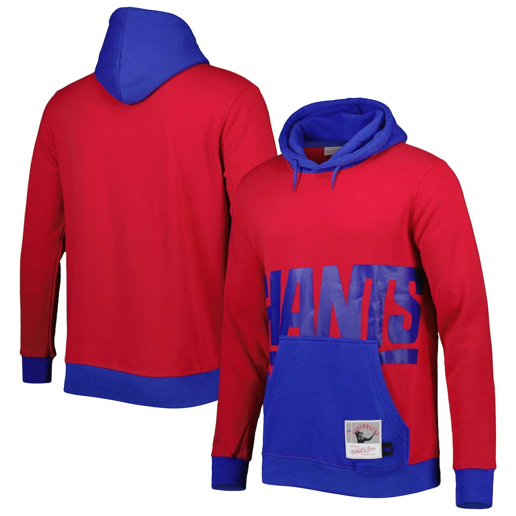New York Giants Big & Tall Big Face Pullover Hoodie - Red/Royal Hoodies