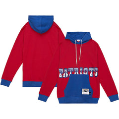 New England Patriots Big & Tall Big Face Pullover Hoodie - Red/Navy Hoodies
