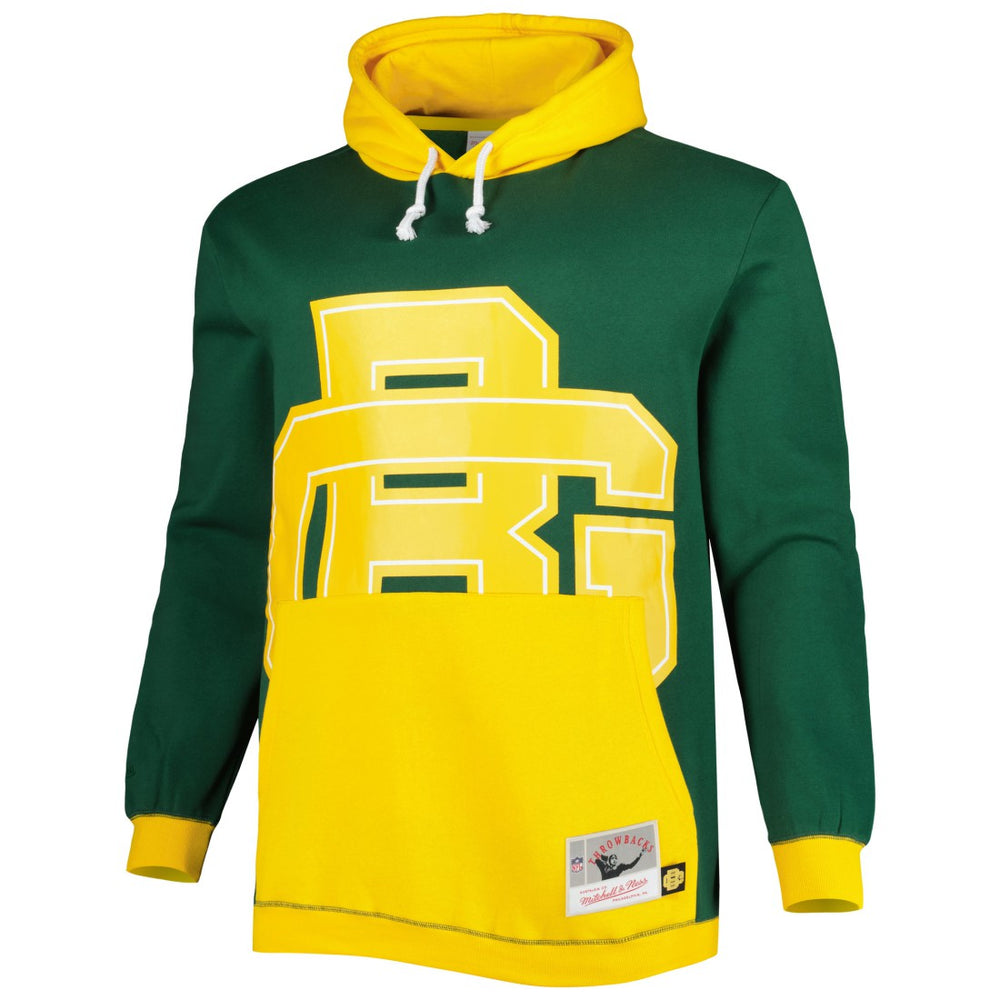 Green Bay Packers Big & Tall Big Face Pullover Hoodie - Green/Gold Hoodies