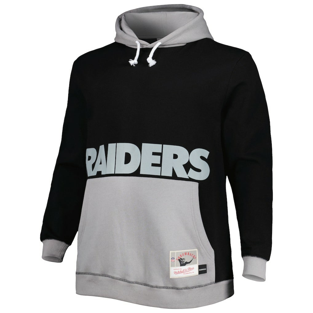 Las Vegas Raiders Big & Tall Big Face Pullover Hoodie - Black/Silver Hoodies