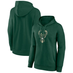 Milwaukee Bucks Women's Team Primary Logo Pullover Hoodie Hunter Green outlet
