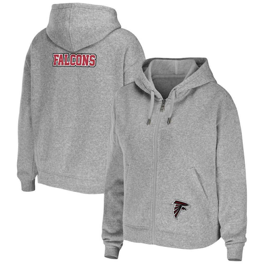 Atlanta Falcons WEAR by Erin Andrews Women's Team Full-Zip Hoodie - Heathered Gray Hoodies