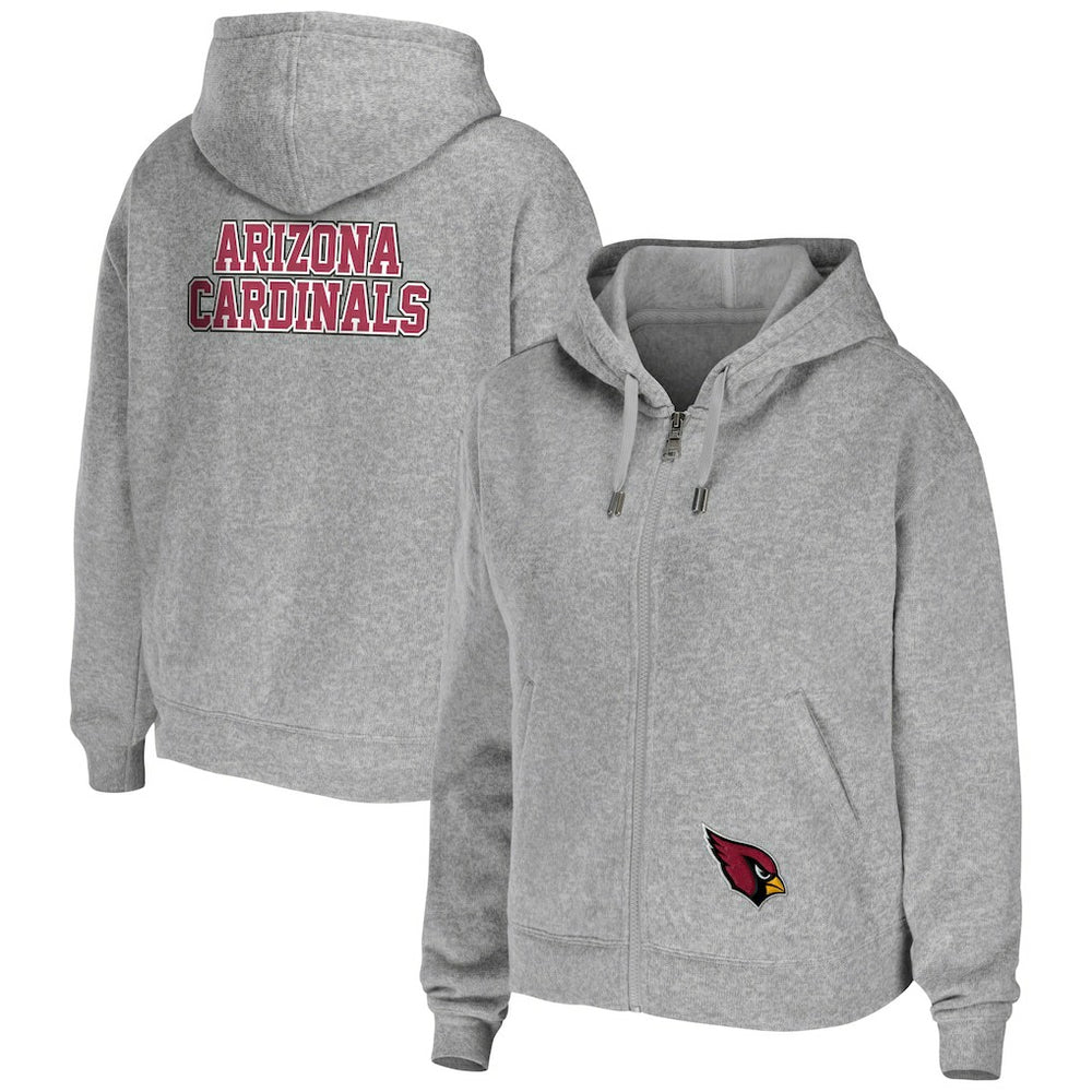 Arizona Cardinals WEAR by Erin Andrews Women's Team Full-Zip Hoodie - Heathered Gray Hoodies