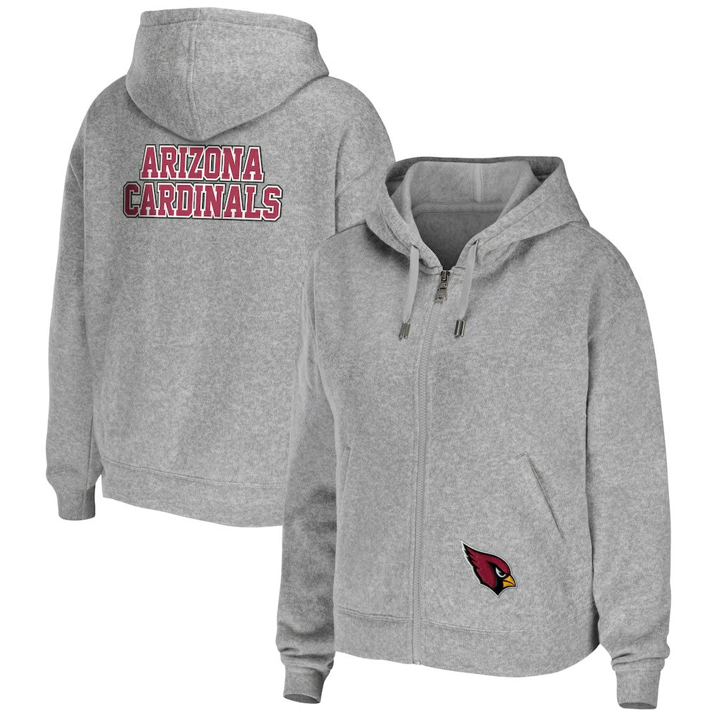 Arizona Cardinals WEAR by Erin Andrews Women's Team Full-Zip Hoodie - Heathered Gray Hoodies