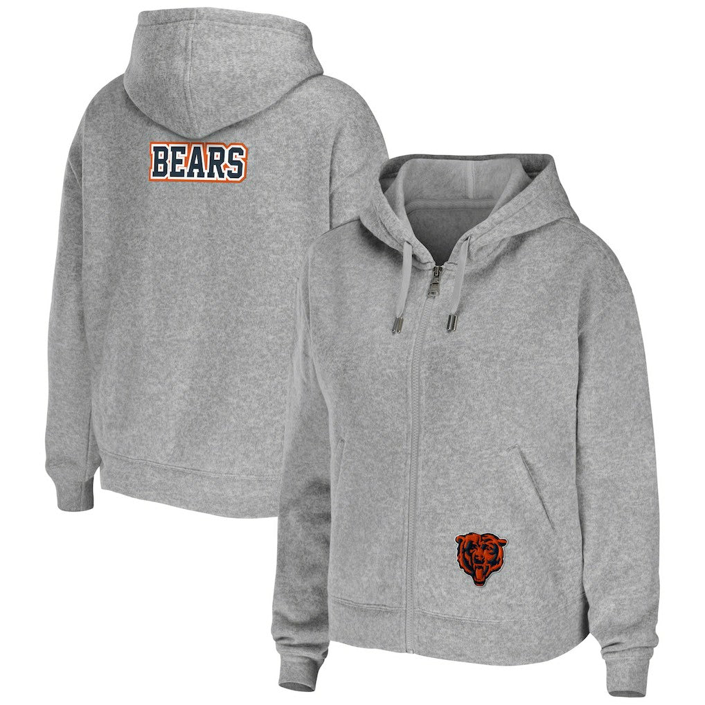 Chicago Bears WEAR by Erin Andrews Women's Team Full-Zip Hoodie - Heathered Gray Hoodies