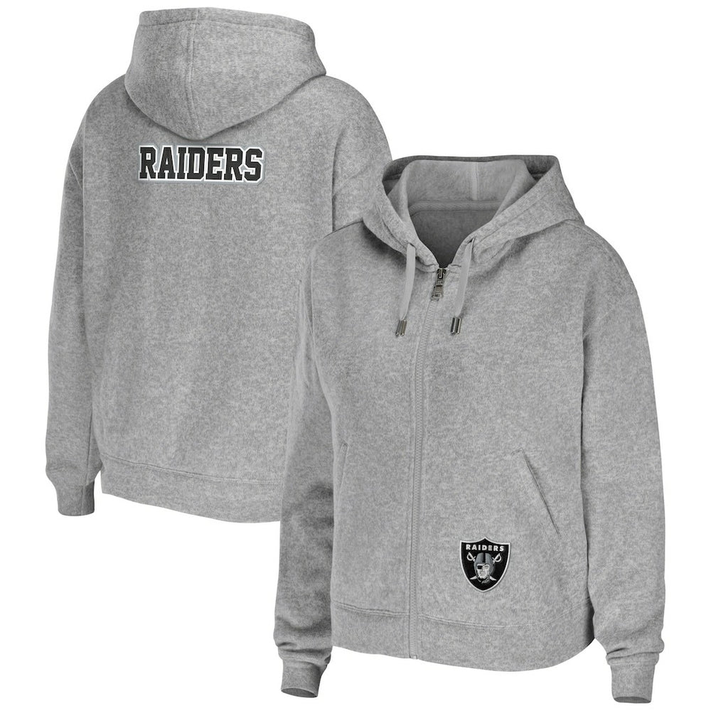 Las Vegas Raiders WEAR by Erin Andrews Women's Team Full-Zip Hoodie - Heathered Gray Hoodies