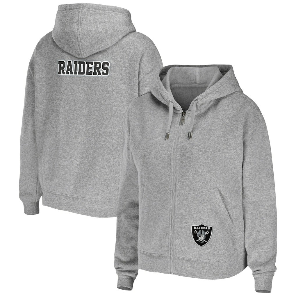 Las Vegas Raiders WEAR by Erin Andrews Women's Team Full-Zip Hoodie - Heathered Gray Hoodies