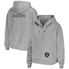 Las Vegas Raiders WEAR by Erin Andrews Women's Team Full-Zip Hoodie - Heathered Gray Hoodies