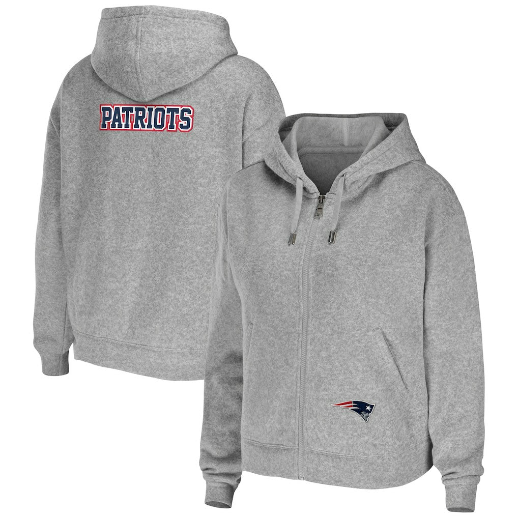 New England Patriots WEAR by Erin Andrews Women's Team Full-Zip Hoodie - Heathered Gray Hoodies