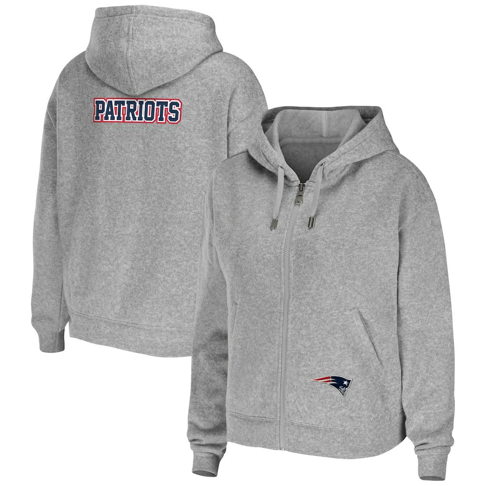 New England Patriots WEAR by Erin Andrews Women's Team Full-Zip Hoodie - Heathered Gray Hoodies