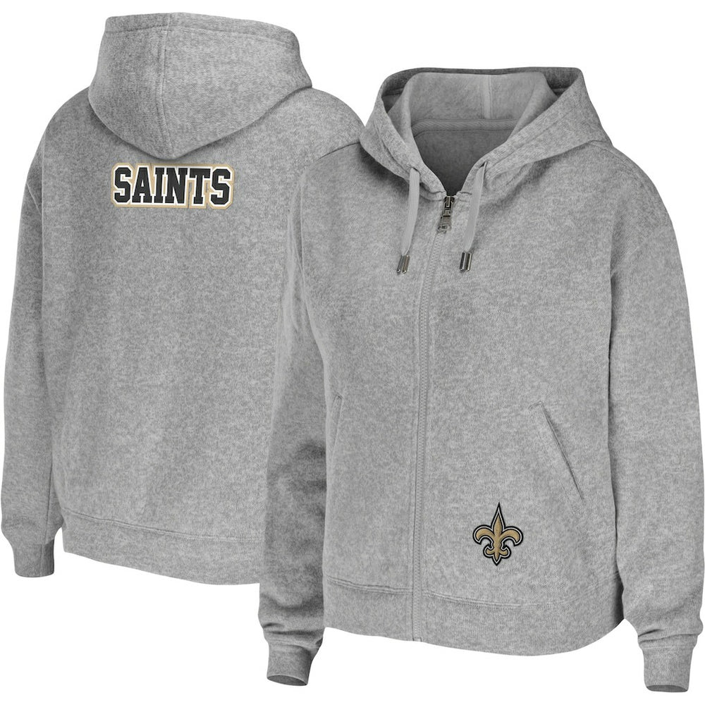 New Orleans Saints WEAR by Erin Andrews Women's Team Full-Zip Hoodie - Heathered Gray Hoodies