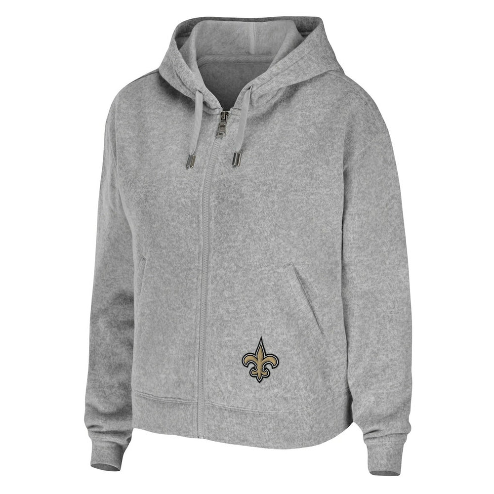 New Orleans Saints WEAR by Erin Andrews Women's Team Full-Zip Hoodie - Heathered Gray Hoodies
