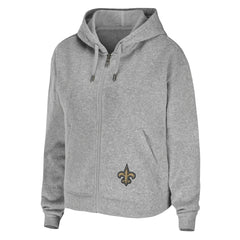 New Orleans Saints WEAR by Erin Andrews Women's Team Full-Zip Hoodie - Heathered Gray Hoodies