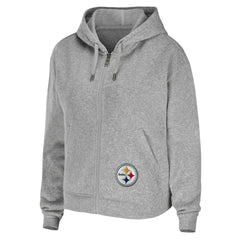 Pittsburgh Steelers WEAR by Erin Andrews Women's Team Full-Zip Hoodie - Heathered Gray Hoodies