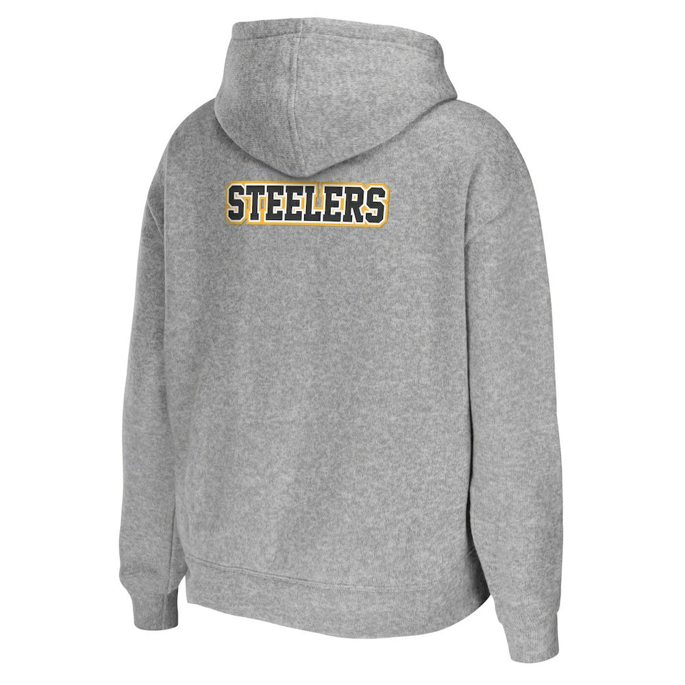 Pittsburgh Steelers WEAR by Erin Andrews Women's Team Full-Zip Hoodie - Heathered Gray Hoodies