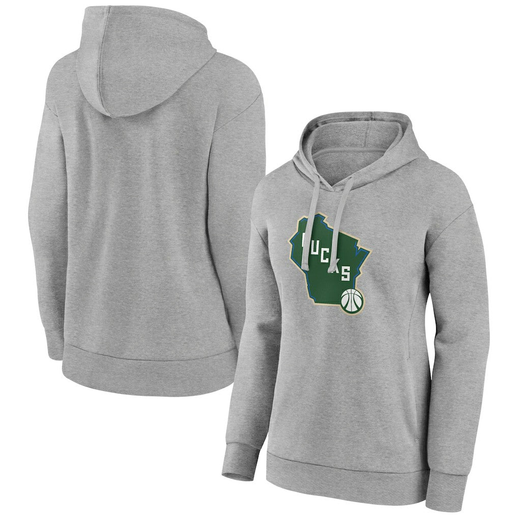 Milwaukee Bucks Women's Alternate Logo Pullover Hoodie Gray outlet