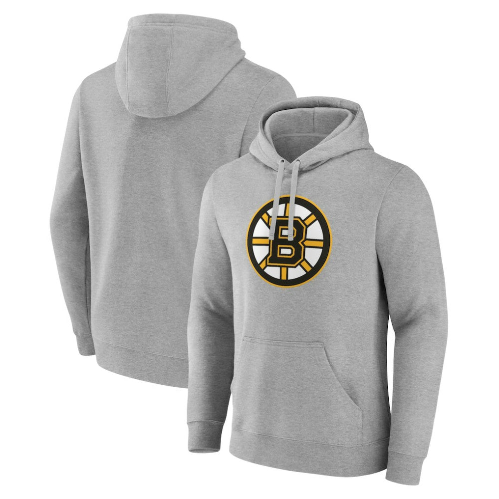 Boston Bruins Fanatics Primary Logo Pullover Hoodie - Heather Gray | US 5133106