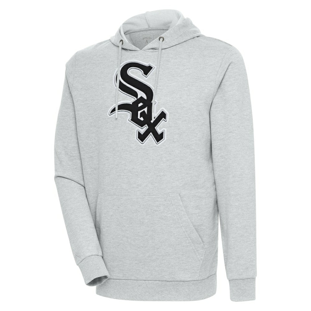 Chicago White Sox Antigua Action Pullover Hoodie - Heather Gray Hoodies