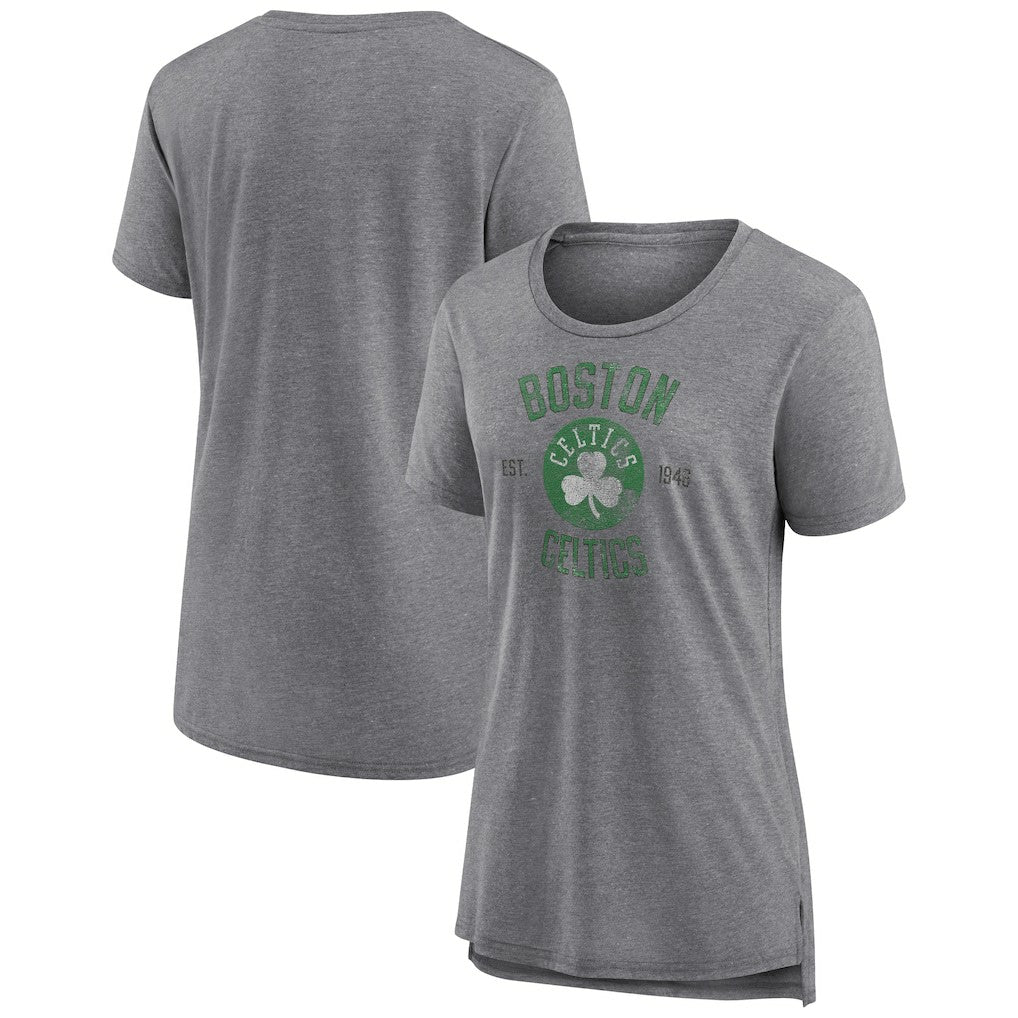 Boston Celtics Women's Heritage Tri-Blend T-Shirt Heather Gray