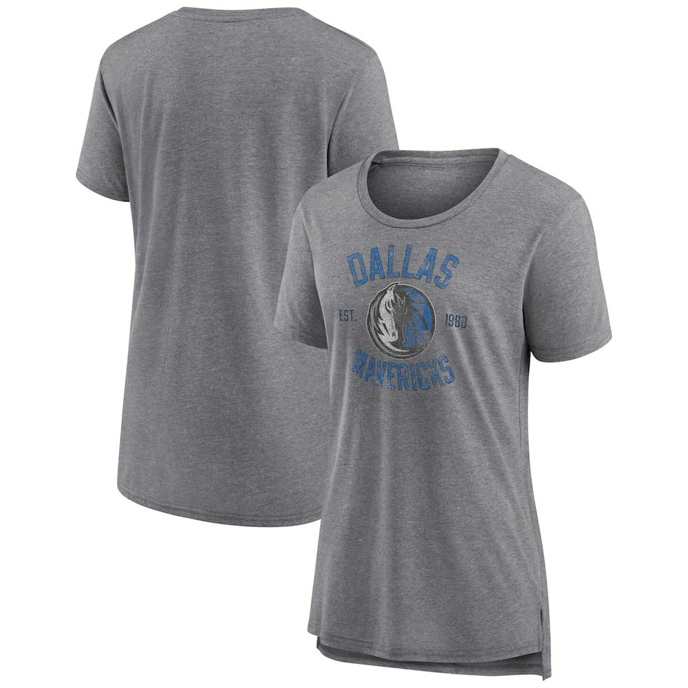 Dallas Mavericks Women's Heritage Tri-Blend T-Shirt Heather Gray
