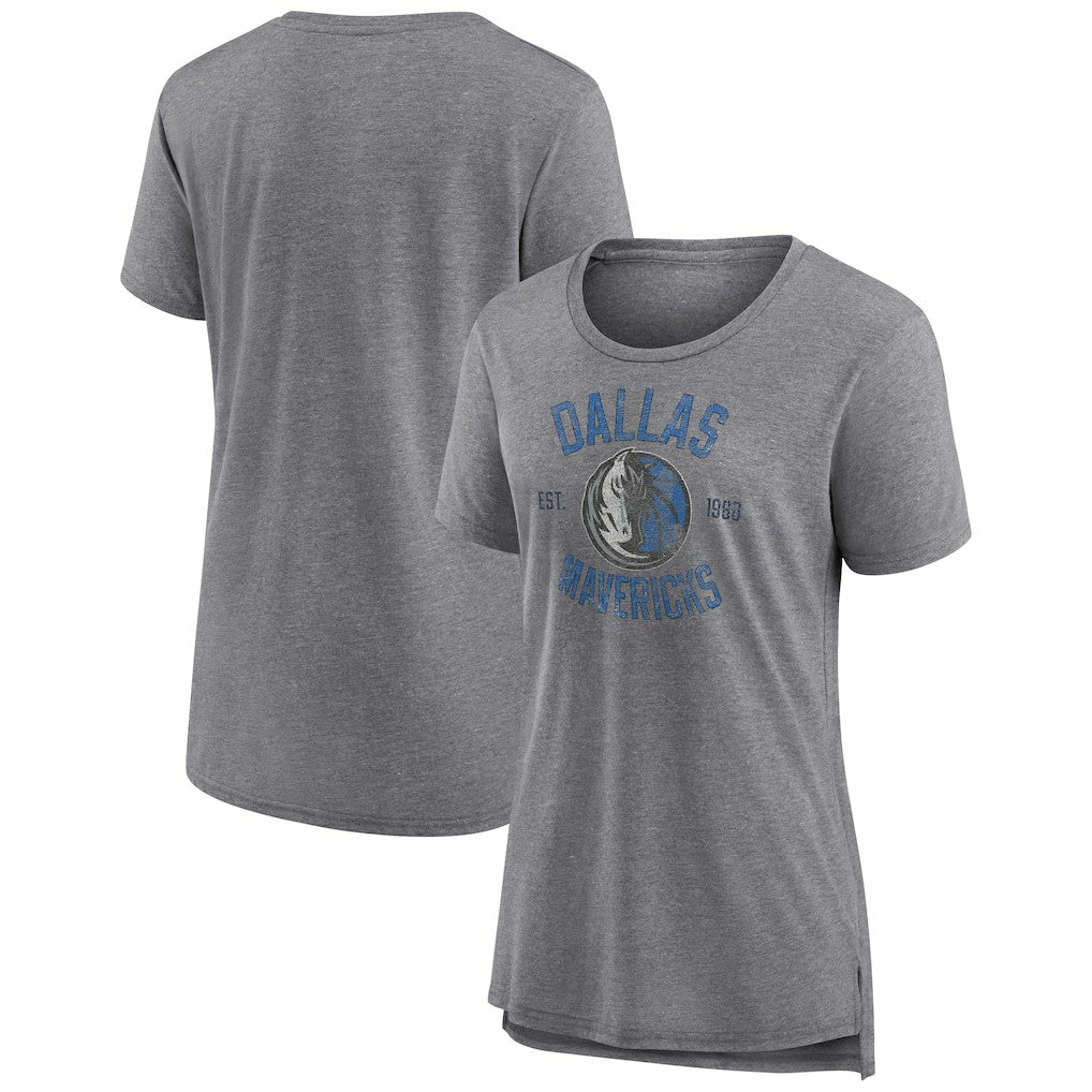 Dallas Mavericks Women's Heritage Tri-Blend T-Shirt Heather Gray