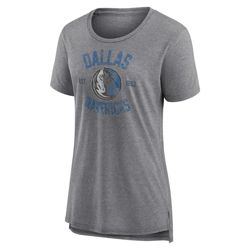 Dallas Mavericks Women's Heritage Tri-Blend T-Shirt Heather Gray