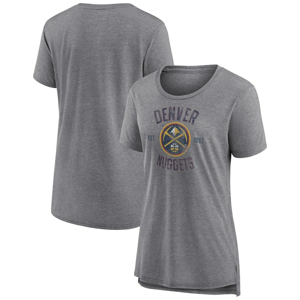 Denver Nuggets Women's Heritage Tri-Blend T-Shirt Heather Gray