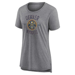 Denver Nuggets Women's Heritage Tri-Blend T-Shirt Heather Gray