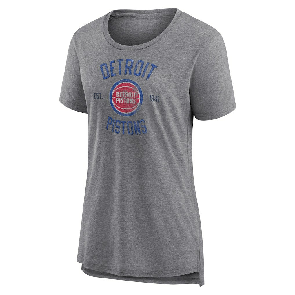 Detroit Pistons Women's Heritage Tri-Blend T-Shirt Heather Gray