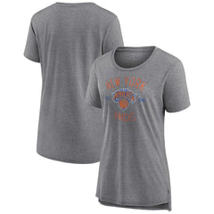 New York Knicks Women's Heritage Tri-Blend T-Shirt Heather Gray