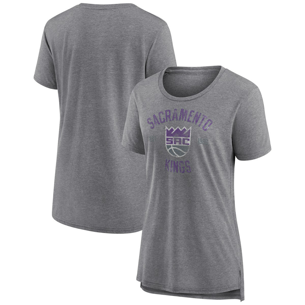 Sacramento Kings Women's Heritage Tri-Blend T-Shirt Heather Gray