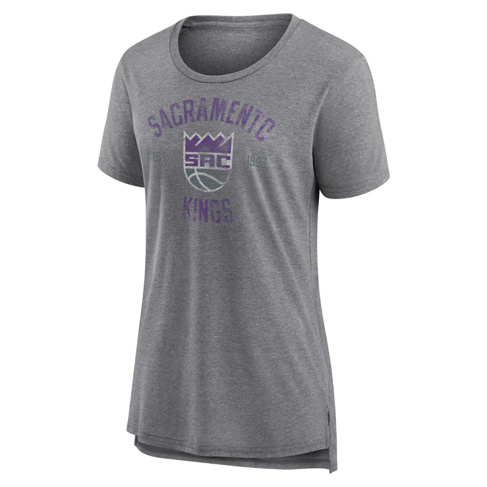Sacramento Kings Women's Heritage Tri-Blend T-Shirt Heather Gray