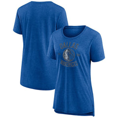 Dallas Mavericks Women's Heritage Tri-Blend T-Shirt Heather Blue