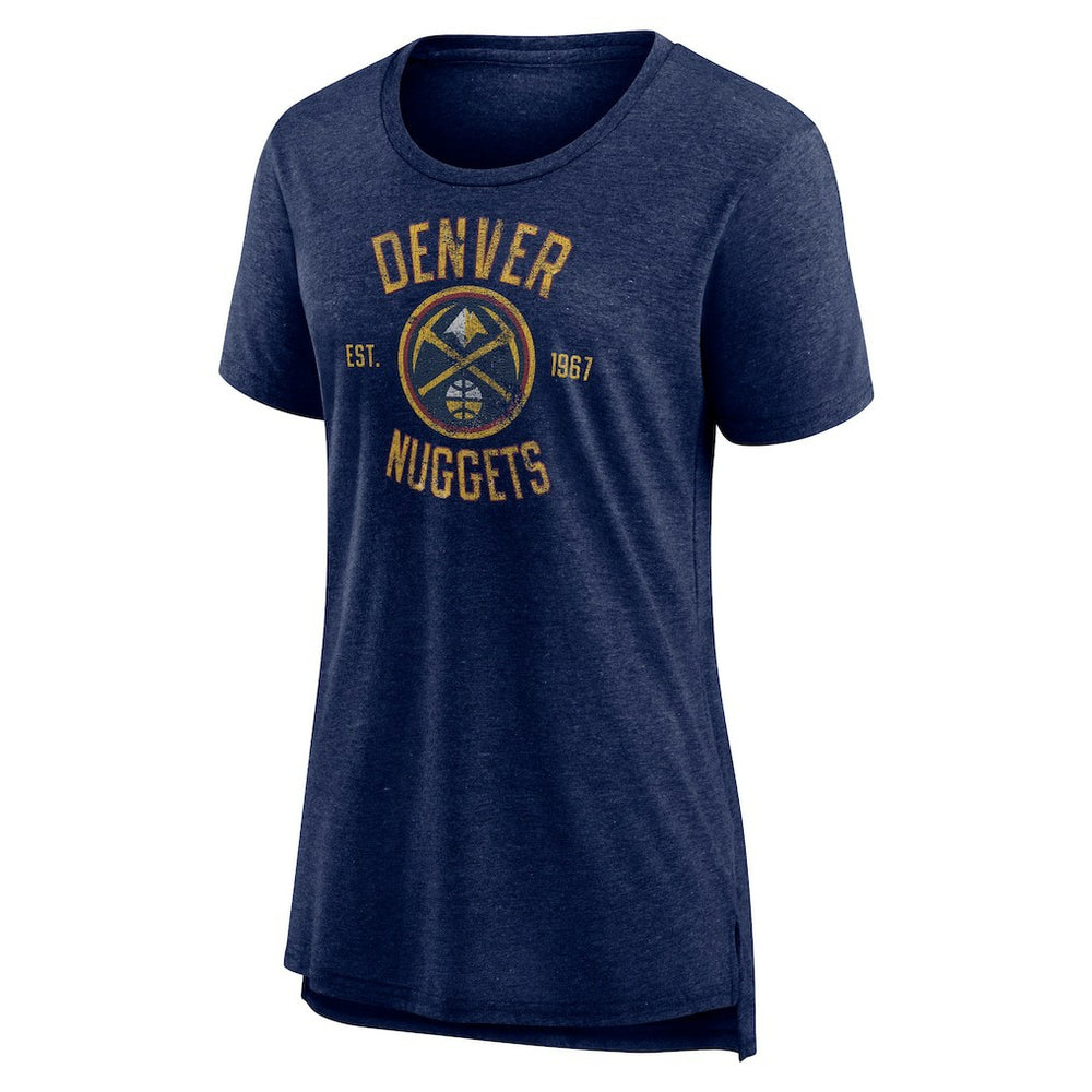 Denver Nuggets Women's Heritage Tri-Blend T-Shirt Heather Navy