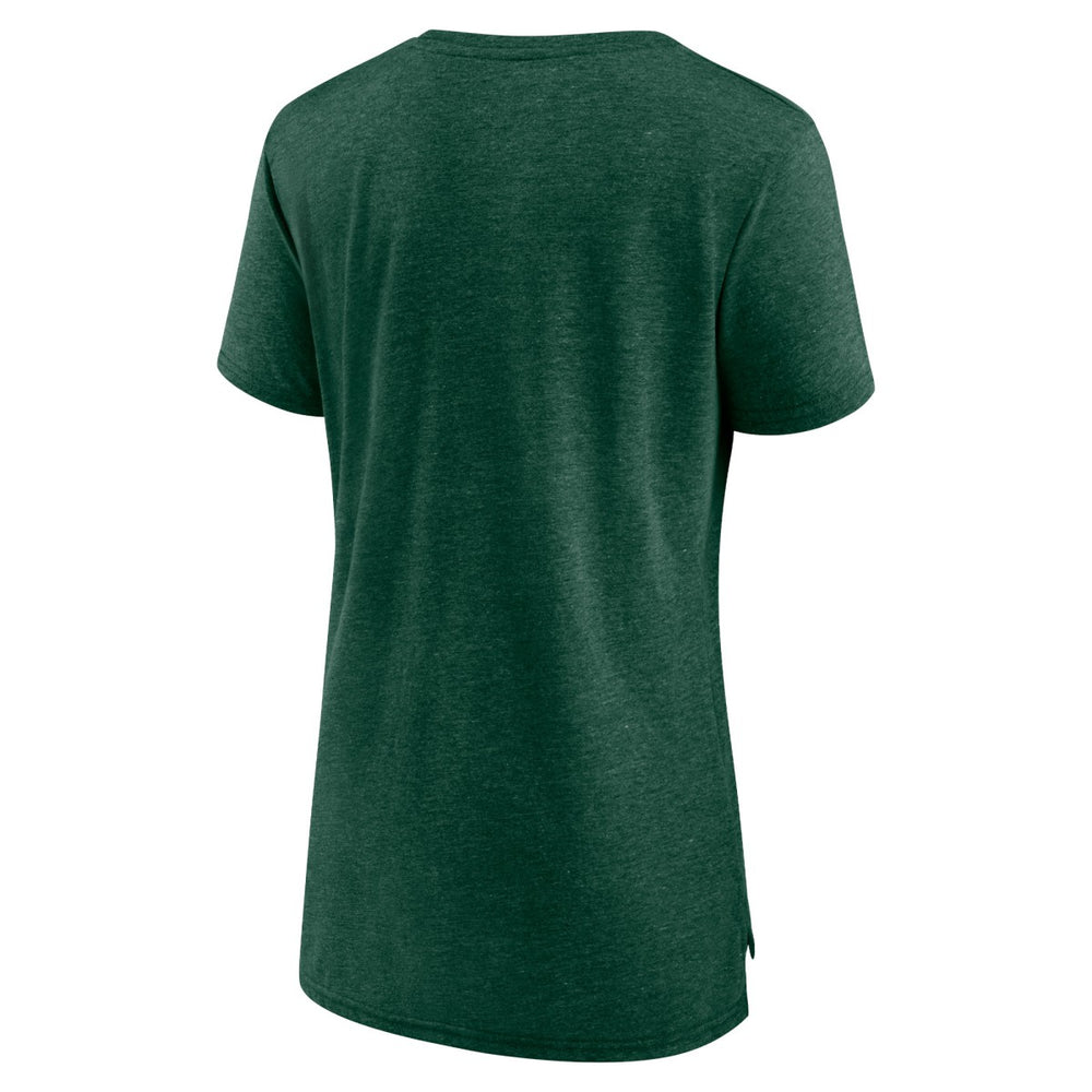 Milwaukee Bucks Women's Heritage Tri-Blend T-Shirt Heather Hunter Green