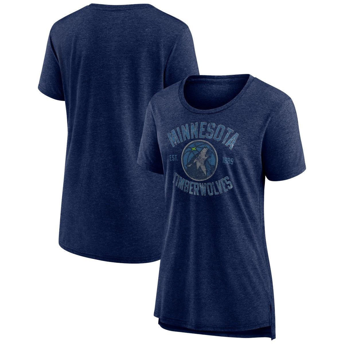 Minnesota Timberwolves Women's Heritage Tri-Blend T-Shirt Heather Navy