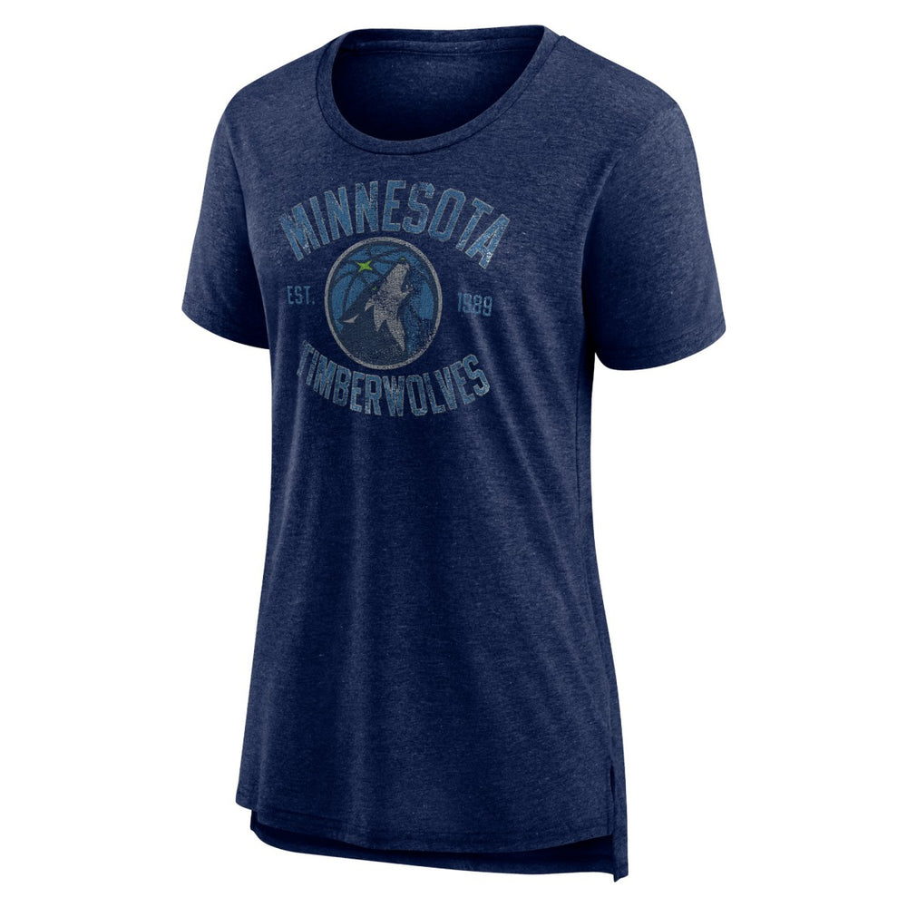 Minnesota Timberwolves Women's Heritage Tri-Blend T-Shirt Heather Navy