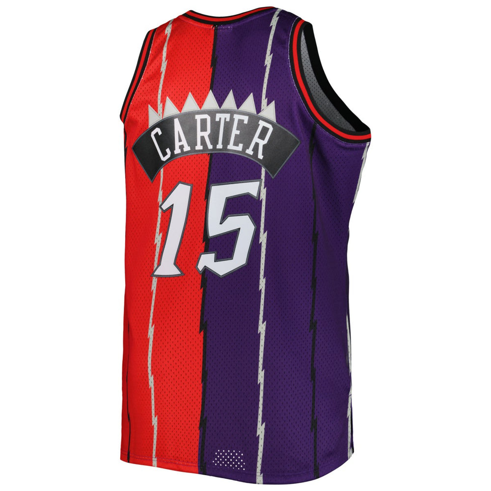 Vince Carter Toronto Raptors Big & Tall Hardwood Classics 1998/99 Split Swingman Jersey Purple/Red - Mitchell & Ness