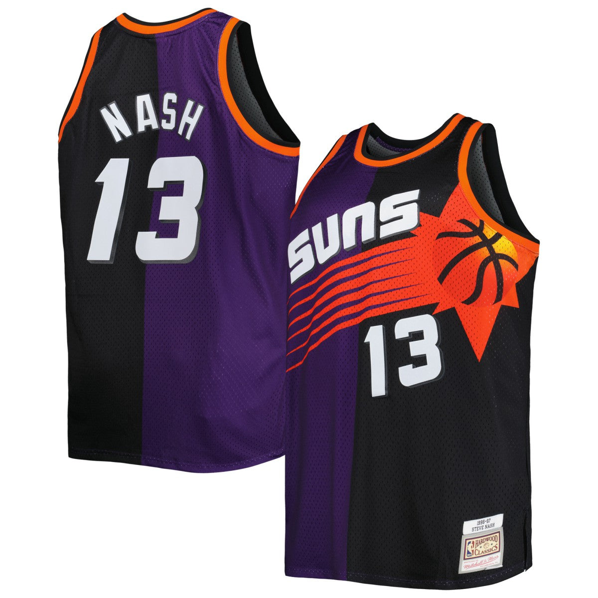 Steve Nash Phoenix Suns Big & Tall Hardwood Classics 1996/97 Split Swingman Jersey Purple/Black - Mitchell & Ness outlet