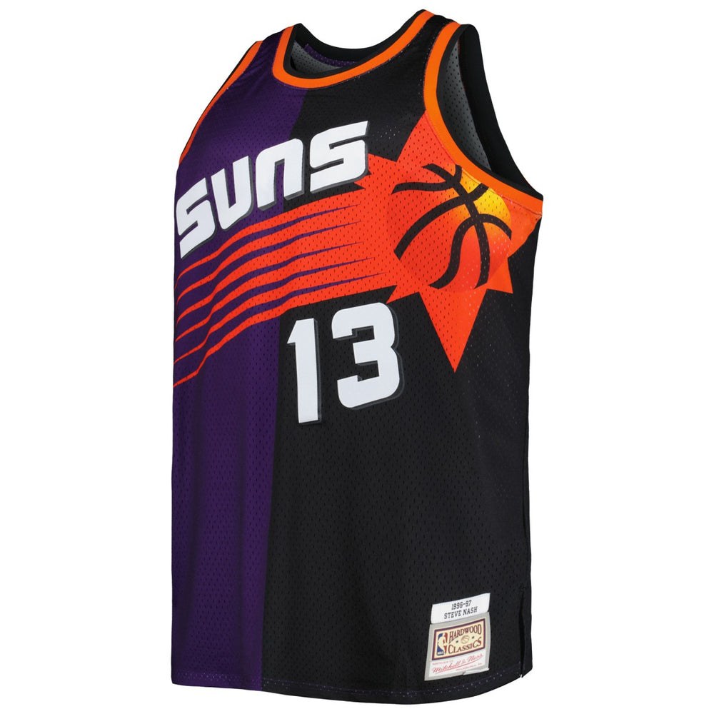 Steve Nash Phoenix Suns Big & Tall Hardwood Classics 1996/97 Split Swingman Jersey Purple/Black - Mitchell & Ness outlet