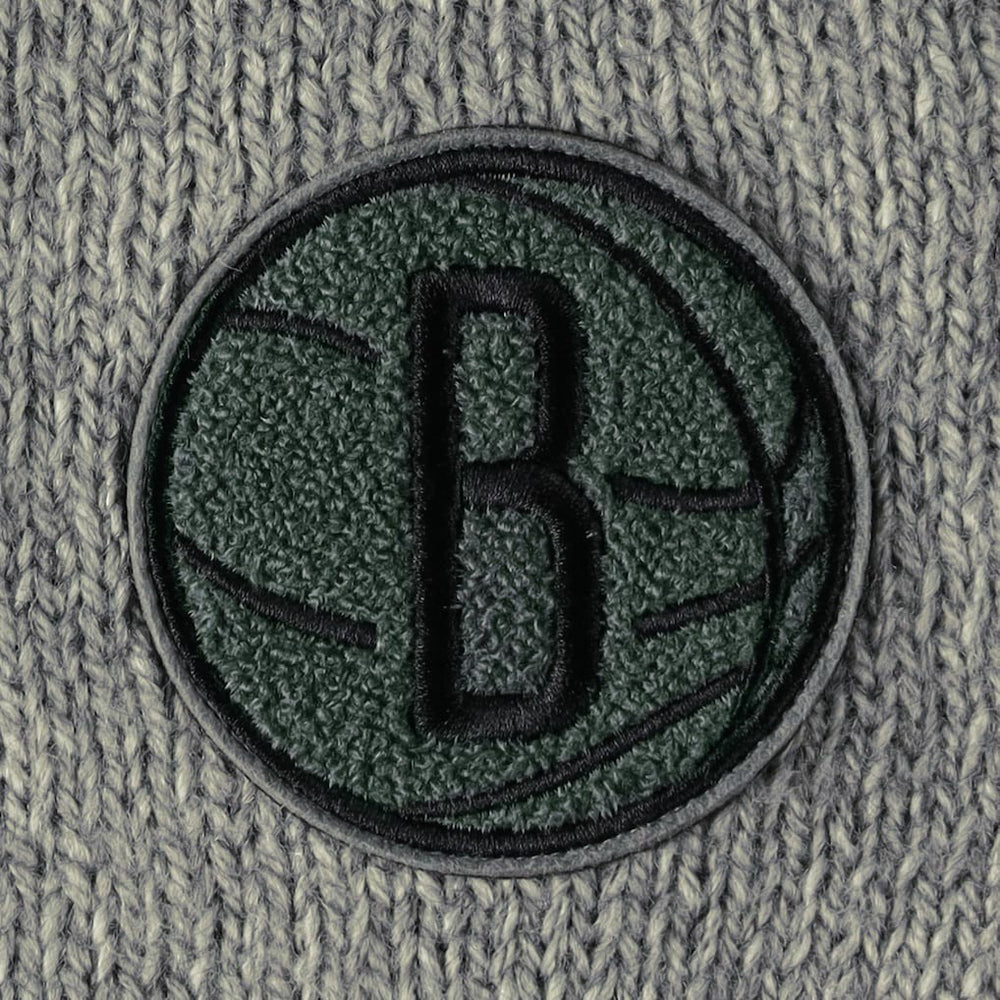 Brooklyn Nets Lusso Women's Scarletts Lantern Sleeve Tri-Blend V-Neck Pullover Sweater Gray