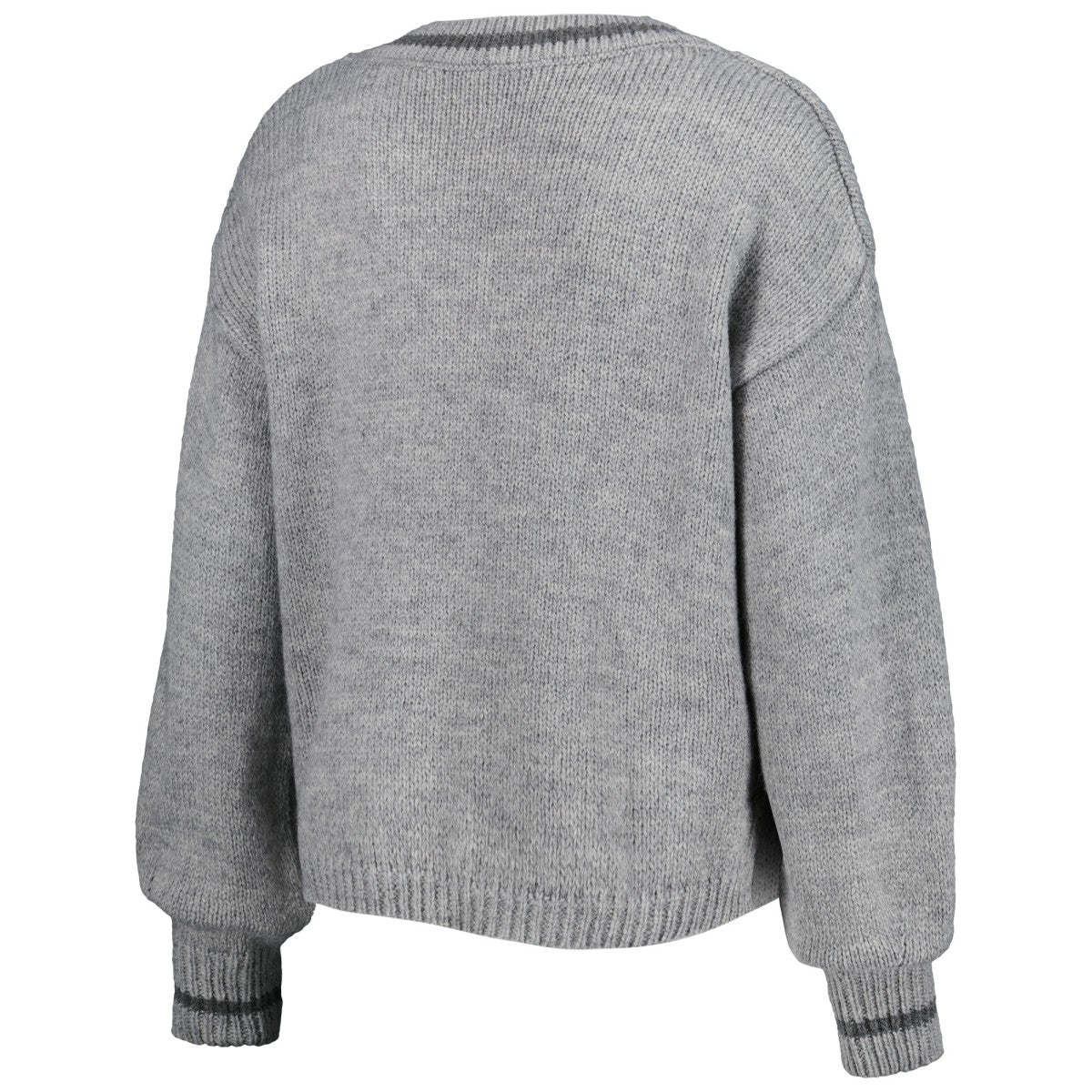 Los Angeles Lakers Lusso Women's Scarletts Lantern Sleeve Tri-Blend V-Neck Pullover Sweater Gray