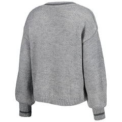 Los Angeles Lakers Lusso Women's Scarletts Lantern Sleeve Tri-Blend V-Neck Pullover Sweater Gray