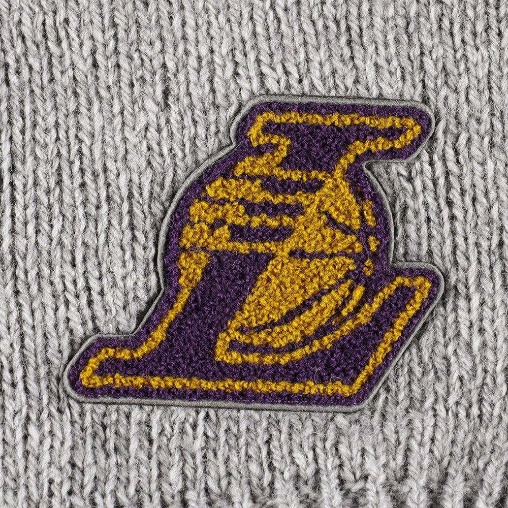 Los Angeles Lakers Lusso Women's Scarletts Lantern Sleeve Tri-Blend V-Neck Pullover Sweater Gray