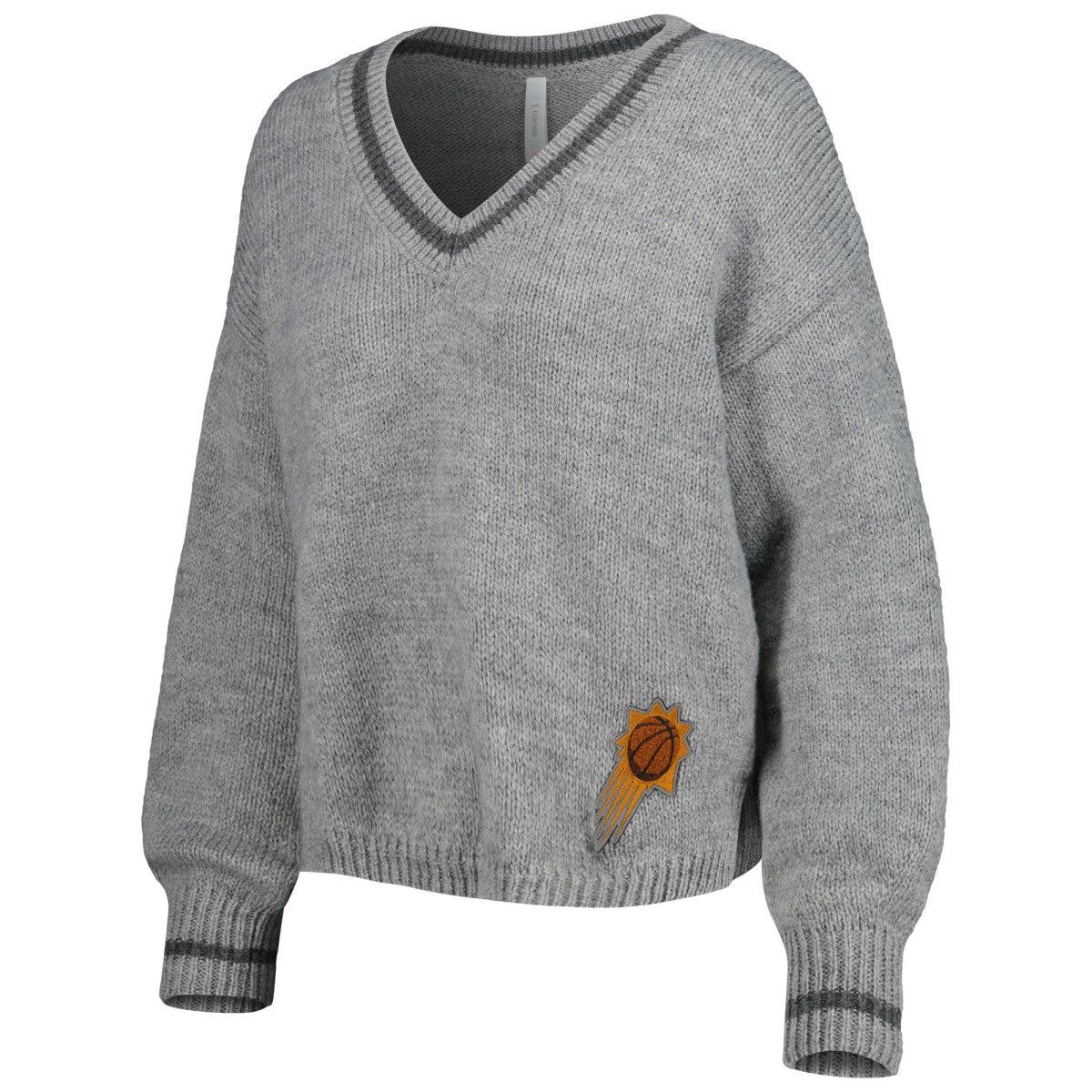 Phoenix Suns Lusso Women's Scarletts Lantern Sleeve Tri-Blend V-Neck Pullover Sweater Gray