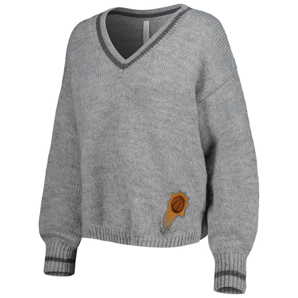 Phoenix Suns Lusso Women's Scarletts Lantern Sleeve Tri-Blend V-Neck Pullover Sweater Gray