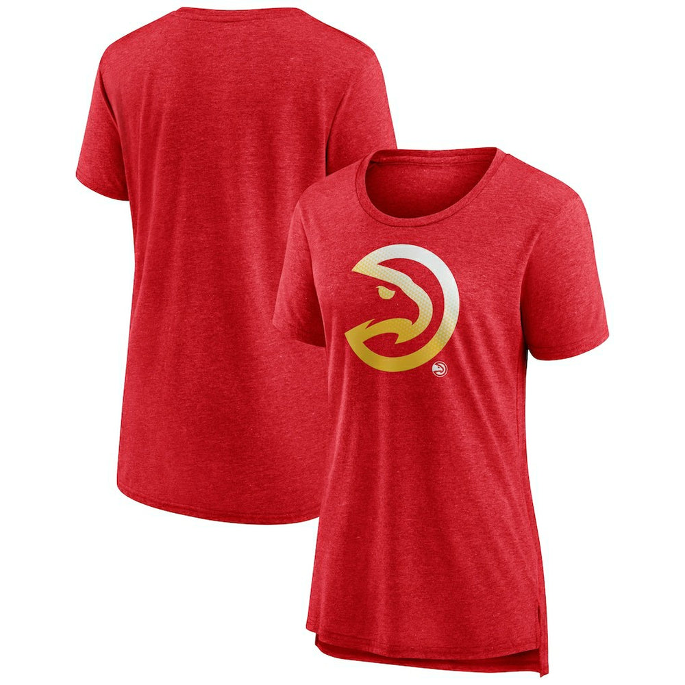 Atlanta Hawks Women's Gradient Logo Tri-Blend T-Shirt Heather Red