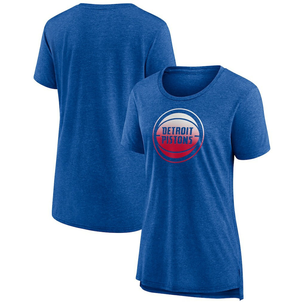 Detroit Pistons Women's Gradient Logo Tri-Blend T-Shirt Heather Blue