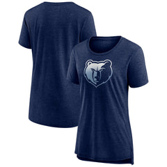 Memphis Grizzlies Women's Gradient Logo Tri-Blend T-Shirt Heather Navy