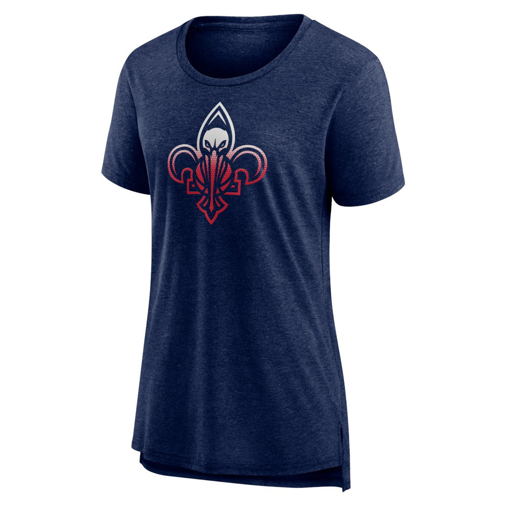 New Orleans Pelicans Women's Gradient Logo Tri-Blend T-Shirt Heather Navy